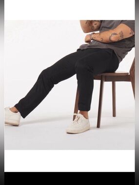 Perk Black Casual‎ Slim Fit Stretch Feel Good Chinos Pants Trousers Men's 34x30